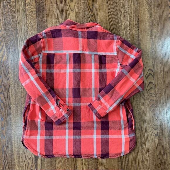 Carhartt Rugged Flex Loose Fit Twill Flannel Shacket Womens L Orange Plaid - Picture 2 of 11